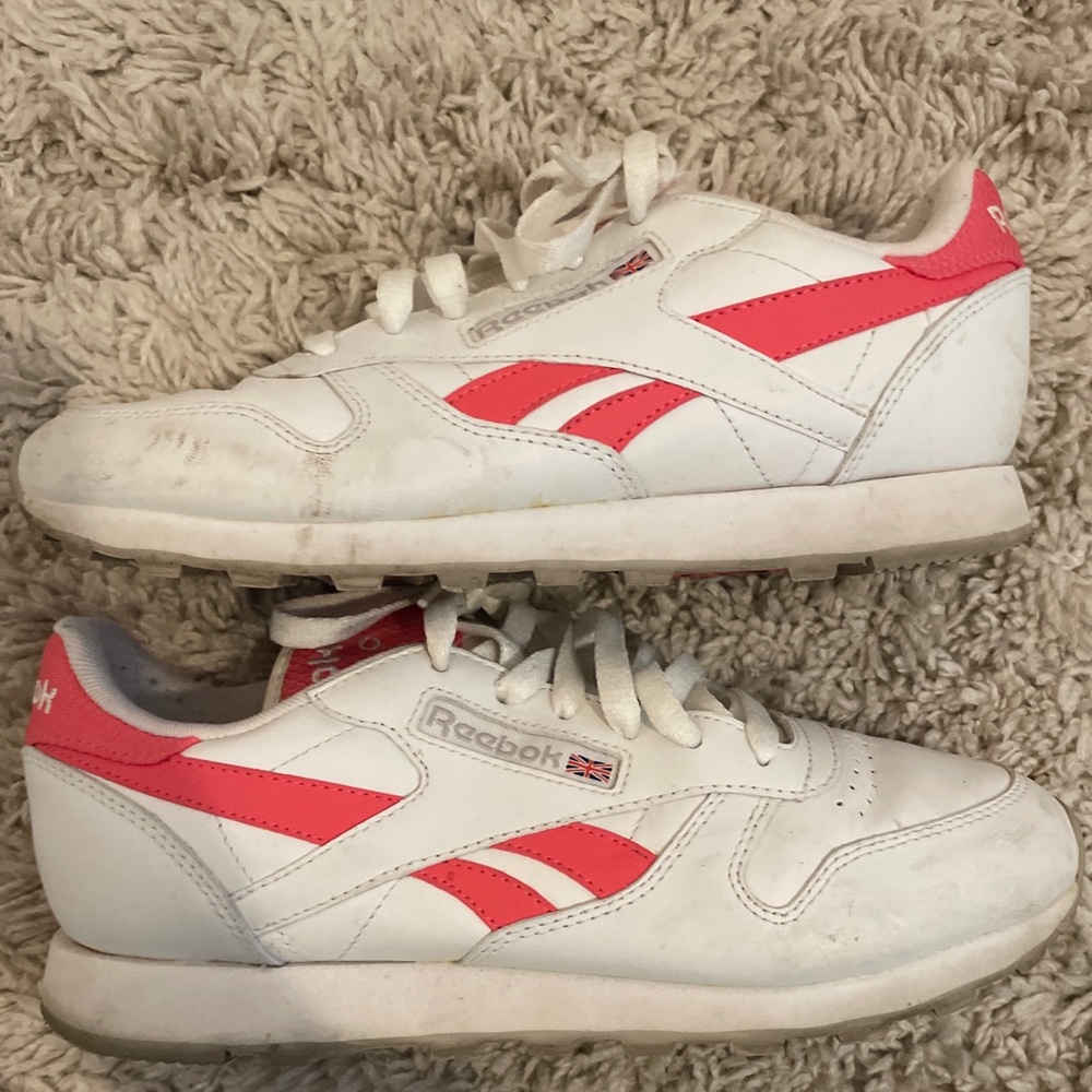 White and pink sneakers